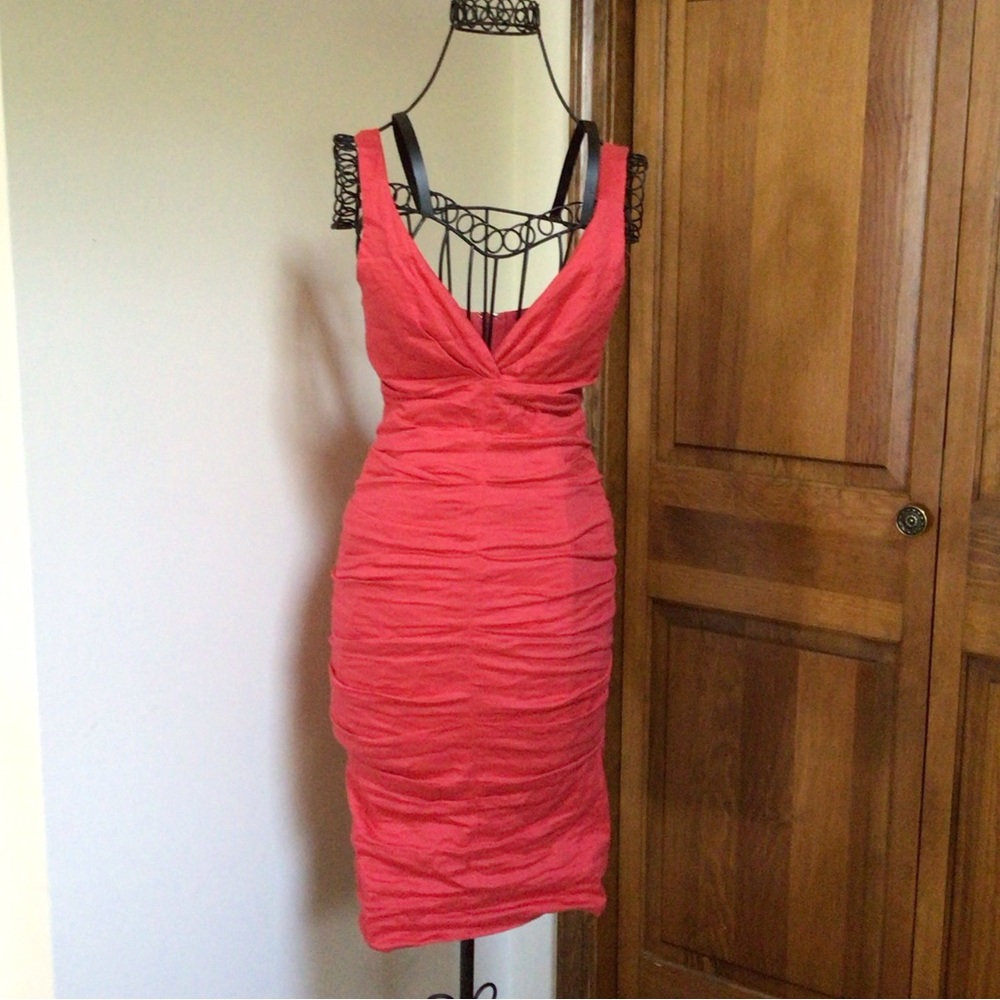 ARTELIER NICOLE MILLER Red Ruched Dress, 0 - Picture 2 of 9